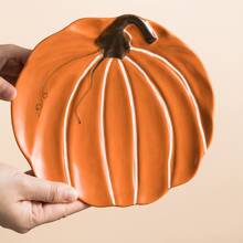 1件创意陶瓷南瓜造型盘，可爱个性化早餐沙拉盘，餐具 - 橘色 - 查看 4