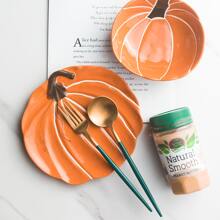 1件创意陶瓷南瓜造型盘，可爱个性化早餐沙拉盘，餐具 - 橘色 - 查看 6