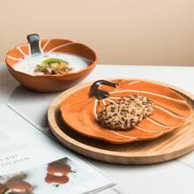 1件创意陶瓷南瓜造型盘，可爱个性化早餐沙拉盘，餐具 - 橘色 - 查看 5