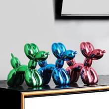 1pc Pink Plating Balloon Dog Resin Statue Nordic Style Home Decor Ornament Best Gifts Birthday Graduation - Pink - View 2