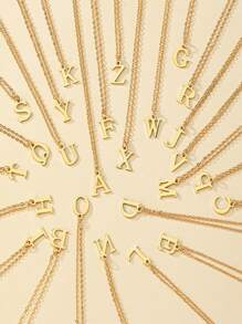 1pc A-Z 26 Gold Letter Name Necklace Pendant, Stainless Steel Women Necklace, Gift For Her - Gold - View 4