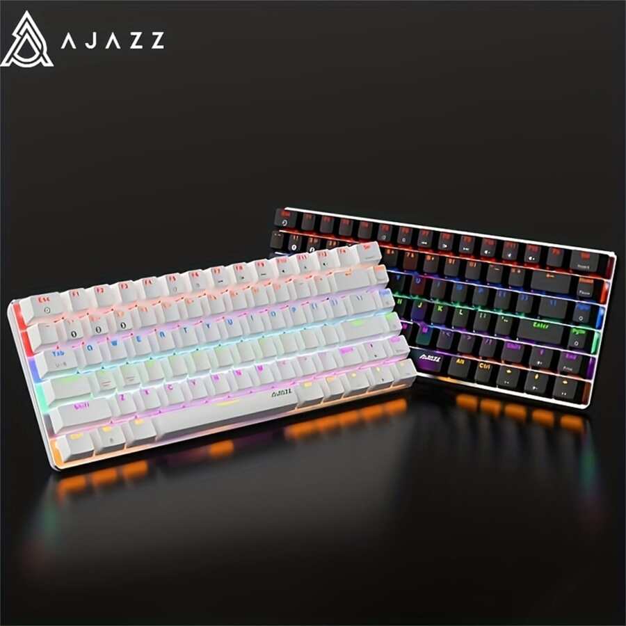 AJAZZ AK33 Wired Mechanical Keyboard Key Cable Separation 82 Keys Green Axis Color Mixing BT5.0 - Black - View 1