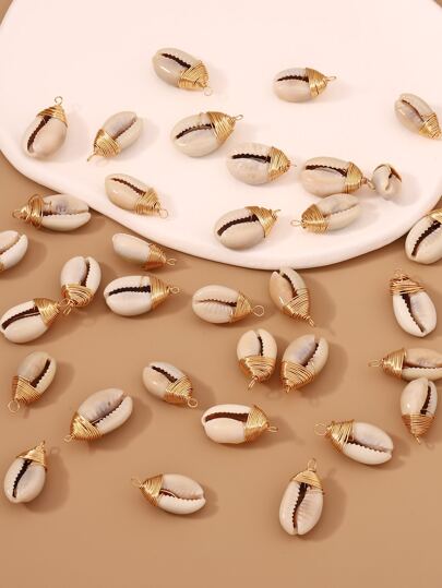 1 gói (20 miếng) Mặt dây chuyền vỏ kim loại bọc kim loại thông thường ở đại dương Phụ kiện thủ công (Có thể làm thành mặt dây chuyền hoặc vòng tay) Ngày lễ