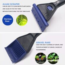 5pcs/set Fish Tank Glass Cleaning Brush & Aquarium Tool Kit Including Scraper, Tweezer And Algae Scrubber With Long Handle - Blue - View 6