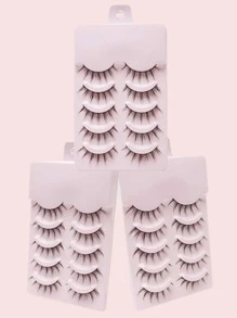 Asiteo 5对卡通风格自然柔软假睫毛，轻盈条状假睫毛 - 黑色 - 查看 6