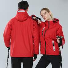 Chaqueta Impermeable Casual Sports Reflective Windbreaker Hombres Cazadora con cremallera con capucha - Rojo - Ver 1