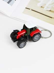 1只迷你金屬塑料農場拖拉機鑰匙扣玩具拖拉機掛件，休閒款 - 紅色 - 查看 3