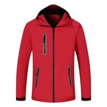 Chaqueta Impermeable Casual Sports Reflective Windbreaker Hombres Cazadora con cremallera con capucha - Rojo - Ver 4