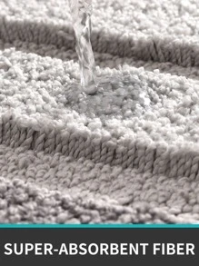 1pc Rectangle Grey Gradient Stripe Pattern Anti-Slip Tpr Backing Soft And Absorbent Bathroom Mat, Machine Washable And Hand Washable, Easy To Clean Home Bathroom Decor Bath Rug Floor Carpet Outdoor Rug Door Mat Fall Decor Bathroom Accessories Back To School Entryway Decor - Grey - View 6