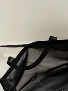 大容量时尚网眼手提包，带字母装饰，适用于海滩度假存储和购物，适合青少年女孩女大学生，教师节礼物，节日礼物，送给妈妈的礼物，彩虹图案设计，书包，便携，大容量，适合青少年女孩女大学生，非常适合办公室、大学、中学、高中、工作、商务、通勤、办公室、海滩，送给老师的最佳礼物，感谢老师的礼物 - 黑色 - 查看 8