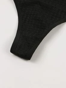 女性薄款、透氣、舒適三角褲 - 黑色 - 查看 4