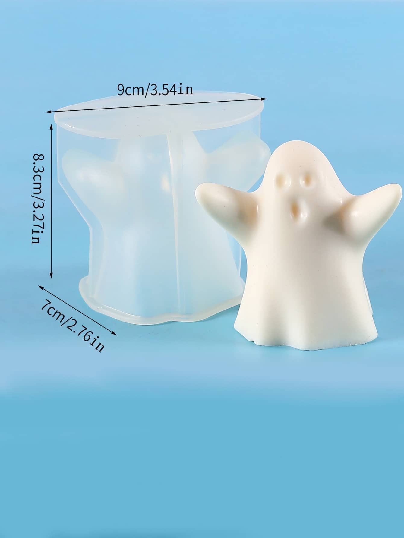 1pc  Halloween Ghost Candle Mold, 3d Ghost Silicone Mold, For DIY Epoxy Casting, Handmade Scented Candles, Wax, Soap, Arts And Crafts Decoration