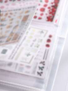 80格空美甲滑轨收纳册透明贴纸架整理册展示设计美甲工具照片展示架，美甲用品，美甲工具，美甲艺术工具，返校季，美甲，美甲贴片工具 - 白色 - 查看 5