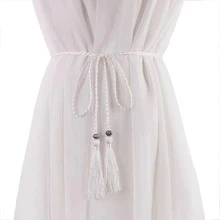White Fringed Waist Belt - White - View 1