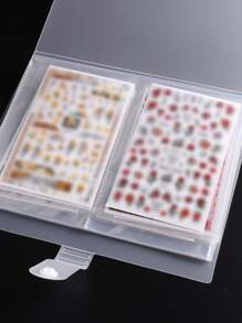 80格空美甲滑轨收纳册透明贴纸架整理册展示设计美甲工具照片展示架，美甲用品，美甲工具，美甲艺术工具，返校季，美甲，美甲贴片工具 - 白色 - 查看 6