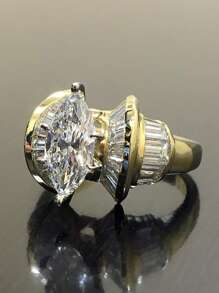 1 PC Gorgeous Cubic Zirconia Ring For Women For Wedding Engagement Anniversary Party Jewelry Valentine's Day Gift - Yellow Gold - View 3