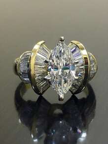 1 PC Gorgeous Cubic Zirconia Ring For Women For Wedding Engagement Anniversary Party Jewelry Valentine's Day Gift - Yellow Gold - View 4