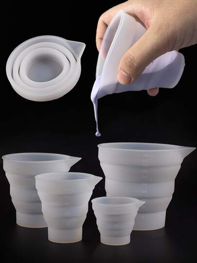 1pc Silicone Foldable Measuring Cup Epoxy Resin Gypsum Candle DIY Tool Measuring Cup