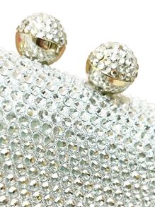 迷你銀色水鑽晚宴包寶石完美晚餐手袋錢包全水晶婚禮新娘手拿包,舞會和派對活動 - 銀色 - 查看 5