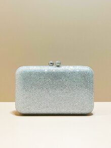 迷你銀色水鑽晚宴包寶石完美晚餐手袋錢包全水晶婚禮新娘手拿包,舞會和派對活動 - 銀色 - 查看 2