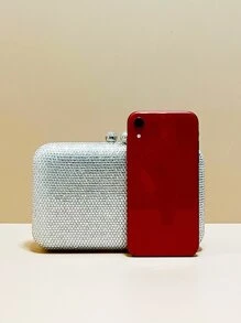 迷你銀色水鑽晚宴包寶石完美晚餐手袋錢包全水晶婚禮新娘手拿包,舞會和派對活動 - 銀色 - 查看 6