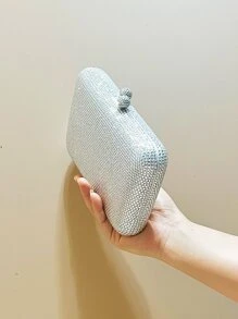 迷你銀色水鑽晚宴包寶石完美晚餐手袋錢包全水晶婚禮新娘手拿包,舞會和派對活動 - 銀色 - 查看 4