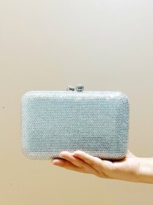 迷你銀色水鑽晚宴包寶石完美晚餐手袋錢包全水晶婚禮新娘手拿包,舞會和派對活動 - 銀色 - 查看 1