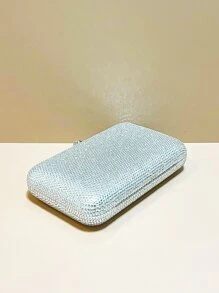迷你銀色水鑽晚宴包寶石完美晚餐手袋錢包全水晶婚禮新娘手拿包,舞會和派對活動 - 銀色 - 查看 8