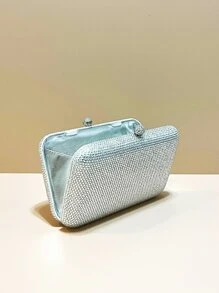 迷你銀色水鑽晚宴包寶石完美晚餐手袋錢包全水晶婚禮新娘手拿包,舞會和派對活動 - 銀色 - 查看 10