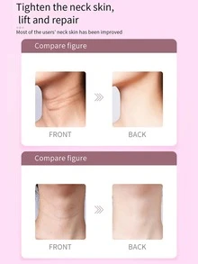 Ems Color Light Dispositivo para embellecer el cuello, antiarrugas, levantamiento, calentamiento, importación y estiramiento de la piel, dispositivo para el cuidado y la belleza del cuello, rosa - Rosa - Ver 8