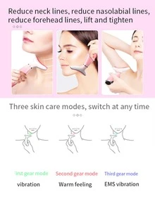 Ems Color Light Dispositivo para embellecer el cuello, antiarrugas, levantamiento, calentamiento, importación y estiramiento de la piel, dispositivo para el cuidado y la belleza del cuello, rosa - Rosa - Ver 9