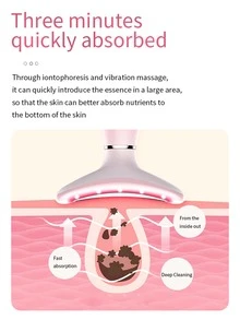 Ems Color Light Dispositivo para embellecer el cuello, antiarrugas, levantamiento, calentamiento, importación y estiramiento de la piel, dispositivo para el cuidado y la belleza del cuello, rosa - Rosa - Ver 4