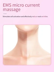 Ems Color Light Dispositivo para embellecer el cuello, antiarrugas, levantamiento, calentamiento, importación y estiramiento de la piel, dispositivo para el cuidado y la belleza del cuello, rosa - Rosa - Ver 7
