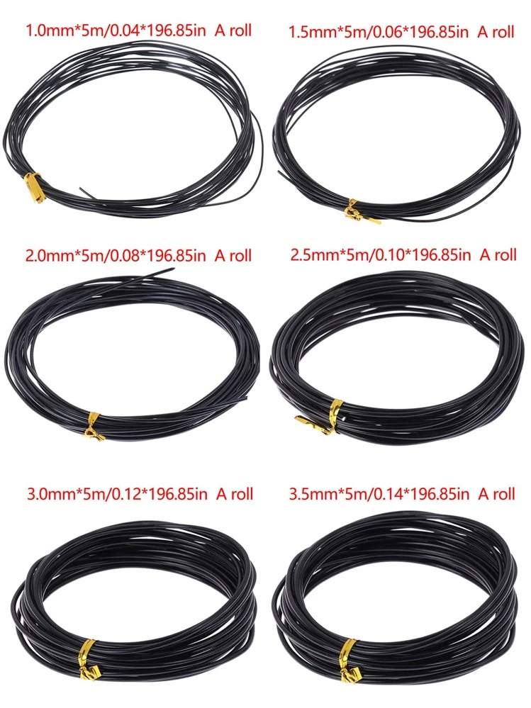 1 pieza Alambre de soporte para bonsái Alambre de entrenamiento para bonsái Accesorios de jardín de aluminio anodizado para dar forma a las plantas, 6 tamaños - Negro - Ver 3