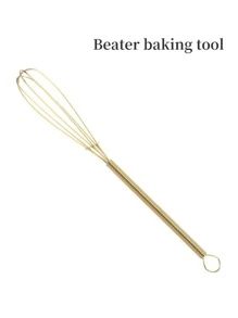 1pc Stainless Steel Mini Egg Beater, Handheld Cream, Egg Whisk, Baking Tool For Kitchen Use - Gold - View 4