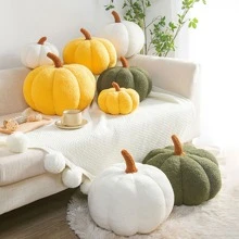 Halloween Stuffed Pumpkin Fluffy Plush Toy 3D Shaped Decorative Pillow Soft Cute Throw Kids Toddlers Babies
