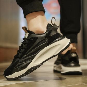 Men's Comfortable Anti-wear Shock Absorbing Front Tie Low Cut Sneakers