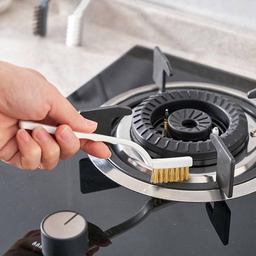 3入組廚房爐灶頑固污漬清潔刷套裝,包括鋼絲刷,尼龍刷和銅絲刷