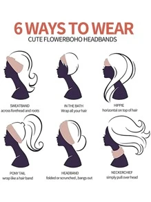 1条/4条装编织高弹宽发带，适合女士日常发型装饰，简约百搭的欧美风宽发带，时尚发饰。 - 彩色 - 查看 4