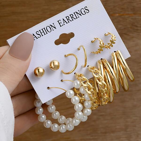 6pcs/Set Faux Pearl Earrings