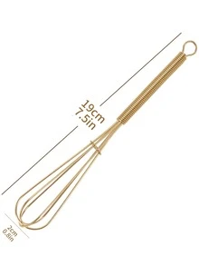 1pc Stainless Steel Mini Egg Beater, Handheld Cream, Egg Whisk, Baking Tool For Kitchen Use - Gold - View 6
