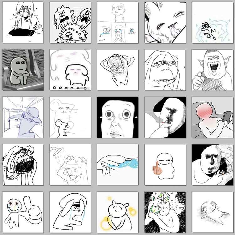 1 包 48 张搞笑表情贴纸 - 黑與白 - 查看 5