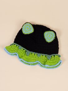 1pc Handmade Crochet Hat With Adorable Ear Decor, Unique And Fun Style, Suitable For Daily Wear - Multicolor - View 5