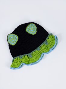 1pc Handmade Crochet Hat With Adorable Ear Decor, Unique And Fun Style, Suitable For Daily Wear - Multicolor - View 3
