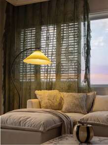 1 Piece Of French Retro Curtain Gauze Green Lace Princess Style Gauze Curtain Light Luxury Transparent Light Impermeable Curtain Screen - Army Green - View 6