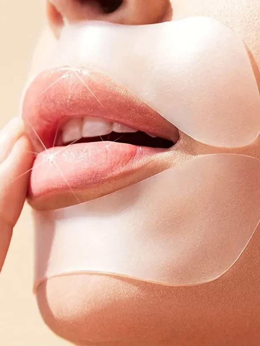 2 piezas de parches de silicona de grado médico para suavizar la piel y reducir las arrugas de los labios, pegatinas transparentes reutilizables para reparar arrugas y herramientas de elevación facial ligera - Blanco - Ver 1