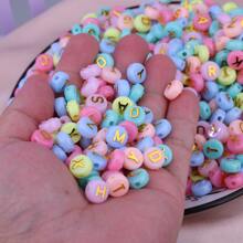 100pcs/Set Acrylic Beads Macaron & Letter Design Diy Beaded Bracelet, Necklace, Loose Beads Jewelry Making Accessories