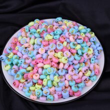 100pcs/Set Acrylic Beads Macaron & Letter Design Diy Beaded Bracelet, Necklace, Loose Beads Jewelry Making Accessories