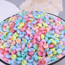 100pcs/Set Acrylic Beads Macaron & Letter Design Diy Beaded Bracelet, Necklace, Loose Beads Jewelry Making Accessories