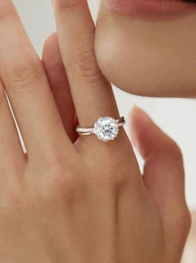 ESBERRY 925纯银钻石订婚戒指，适合作为送给女朋友的礼物 - 銀色 - 查看 3